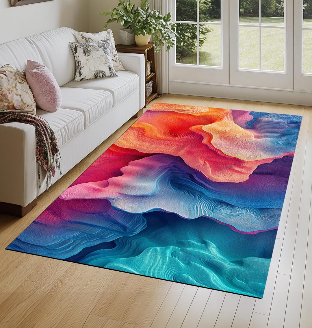 Decorative Rug, 3D Design Rug, Modern Printed Rug, Colorful Rea Rug ...