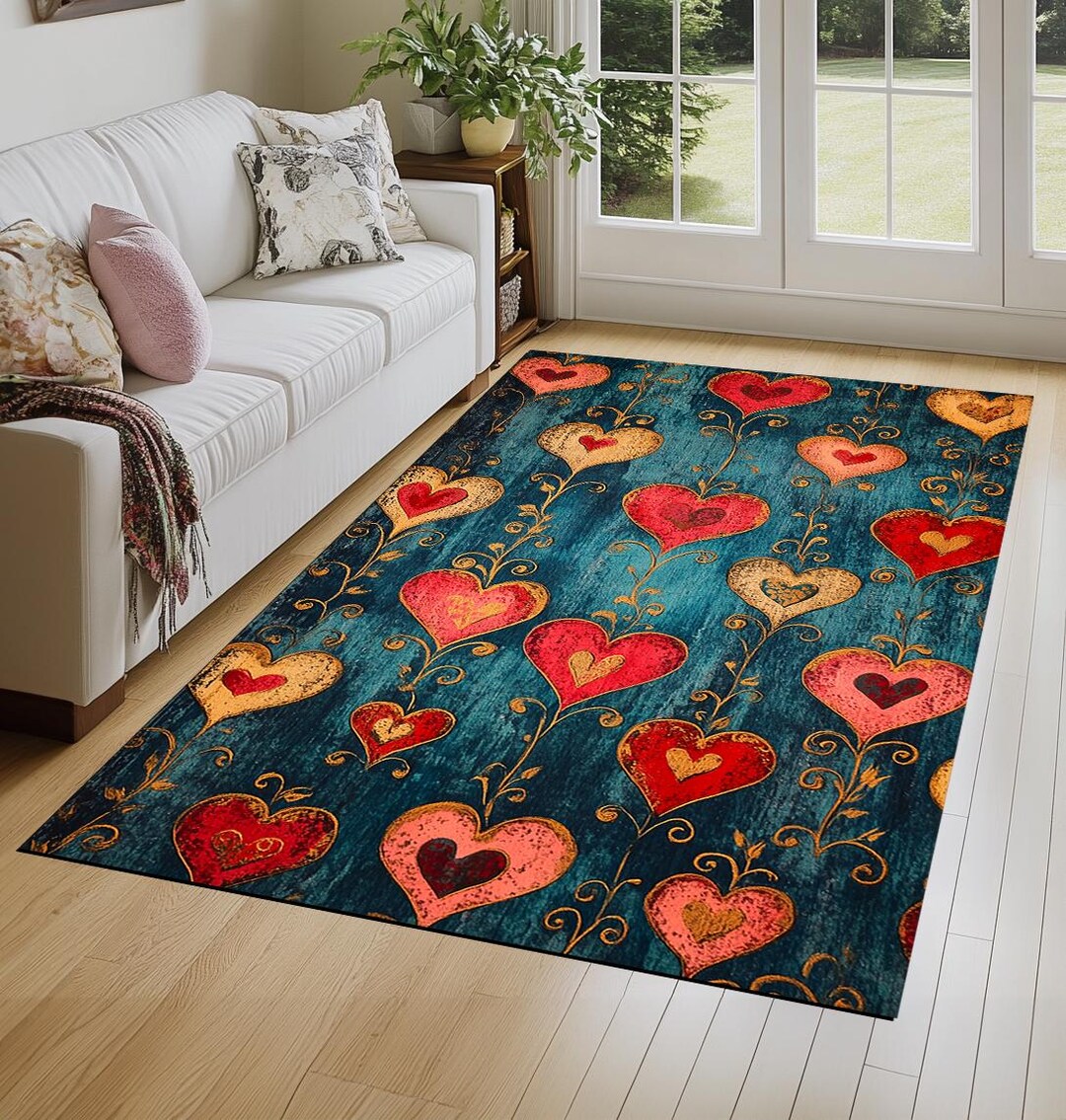 Greetings Rug Heart Design Rug, Elegant Area Rug, Suit for Any Room Rug, Rugs for ...