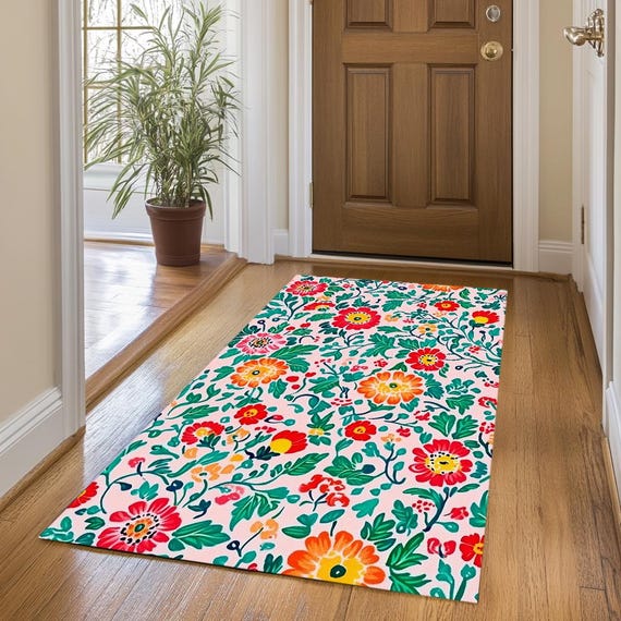 オリエンタルデザインラグ、マルチカラーラグ、トレンディラグ、花柄
