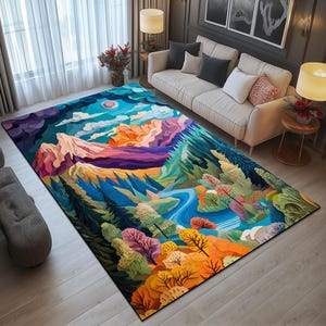 Modern living room rug, Print rug, Cute design rug, Pastel color rug, Handmade chenille rug, Home entrance rug, Anti-slip washable rug, 27