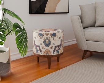Pall i vintagestil, Pastellfärgad puff, Mjuk texturerad bänk, Runt soffbord, Ottomansk förvaring, Skobänk i entrén, Puffiga sittplatser