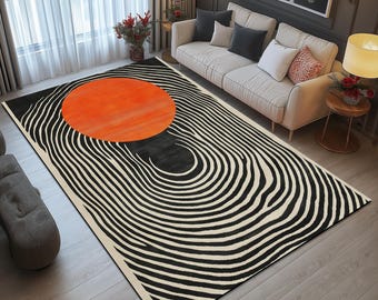 Rug for modern home, Striped design rug, Stylish rug, Sustainable rug, Custom sizes rug, Non-slip rug, Machine washable rug, Cozy rug, 538