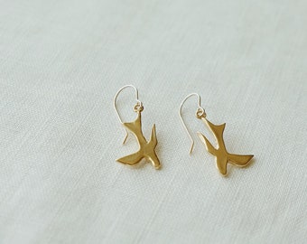 Swallow Earrings carved songbird earrings in sterling or gold