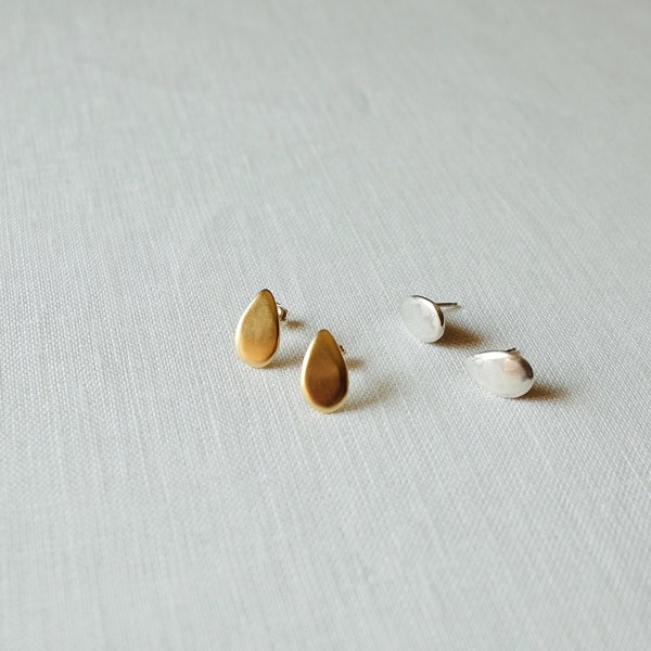 Droplet Studs in Gold or Sterling Silver