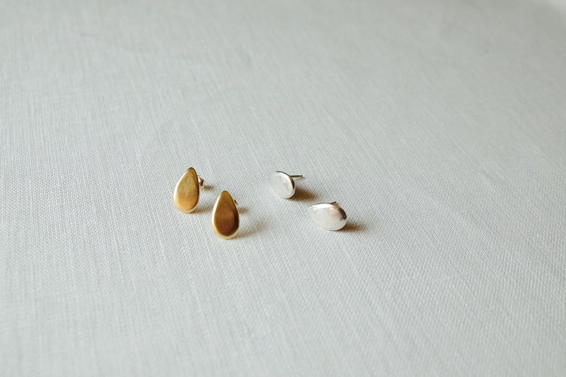 Droplet Studs in Gold or Sterling Silver image 1