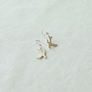 Swallow Earrings carved songbird earrings in sterling or gold image 2