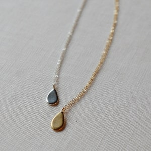 Droplet Necklace Gold or Silver Tear drop Necklace image 1