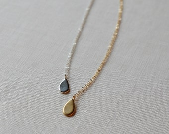 Droplet Necklace Gold or Silver Tear drop Necklace