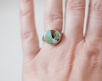 Peace Stone Signet Ring in Sterling Silver Turquoise Mosaic