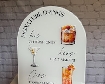 Signature drinks sign | signature drink menu | his and hers drinks sign | wedding cocktails sign | wedding drink menu | wedding bar sign