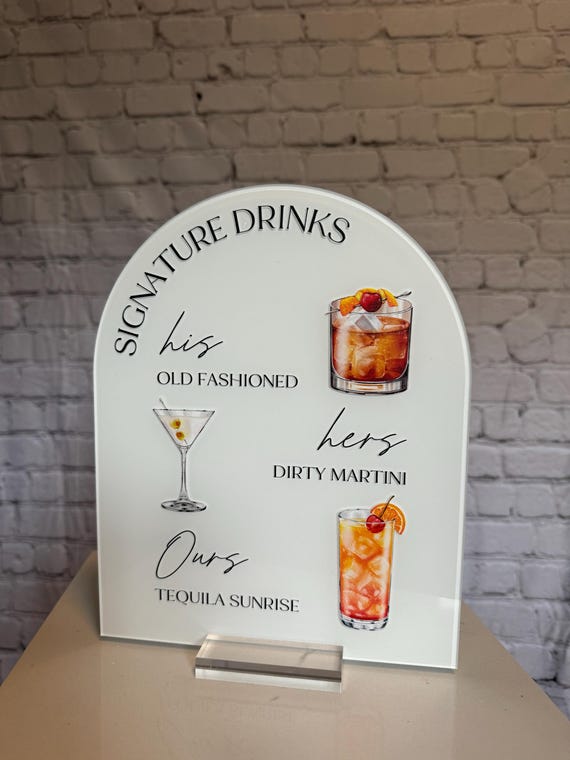Signature drinks sign | signature drink menu | his and hers drinks sign | wedding cocktails sign | wedding drink menu | wedding bar sign