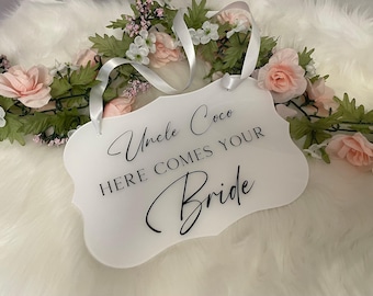 Here comes the bride sign, Ring bearer sign, Flower girl sign, Wedding sign, Aisle sign, modern wedding decor, acrylic wedding sign