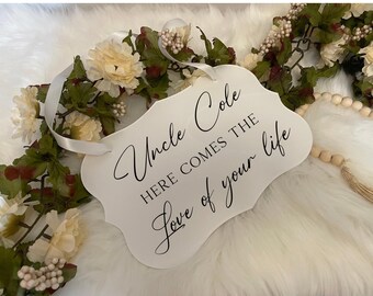 Here comes the bride sign, Ring bearer sign, Flower girl sign, Wedding sign, Aisle sign, modern wedding decor, acrylic wedding sign