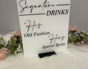 Signature drinks sign | signature drink menu | his and hers drinks sign | wedding cocktails sign | wedding drink menu | wedding bar sign
