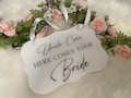 Here comes the bride sign, Ring bearer sign, Flower girl sign, Wedding sign, Aisle sign, modern wedding decor, acrylic wedding sign product logo