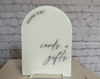Cards and gifts sign, arch acrylic wedding sign