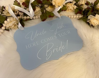 Here comes the bride sign, Ring bearer sign, Flower girl sign, Wedding sign, Aisle sign, modern wedding decor, acrylic wedding sign