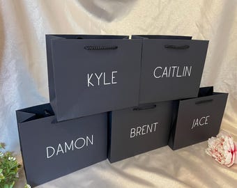 Personalized gift bags for bridesmaids, groomsmen, bridal shower, birthdays