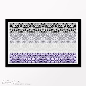 Ace Pride Flag Sampler, afdrukbaar kruissteekpatroon, antieke band Sampler borduurontwerp, uniek LGBT Pride Month-decor