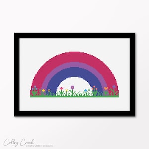 Bi Pride Rainbow, Printable Cross Stitch Pattern, Unique Pride Month Gift Idea, Cute Queer Xstitch Embroidery