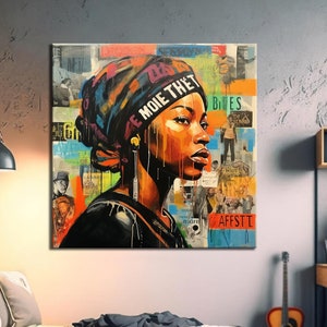 Ethnic Woman Canvas Art - African Woman Wall Art - Graffiti Woman Home Decor - African Art Print - Ethnic Canvas Print - Gift Art