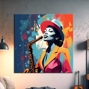 Musician Woman Canvas Art - Ethnic Woman Wall Art - Music Home Decor - Abstract African Art Print - Ethnic Canvas Print - Gift Art