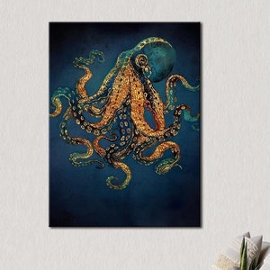 Octopus Canvas Art - Octopus Wall Decor - Gold Octopus Wall Art - Octopus - Animals Canvas Print - Gift Art