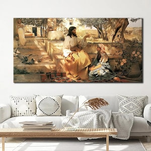 Mary and Martha Wall Decor - Religious Canvas Art - Mary and Martha Wall Art - Mary and Martha Canvas Print - Religious - Gift Art