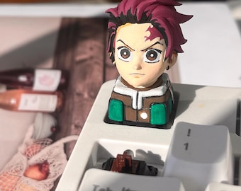 Demon Slayer Kimetsu no Yaiba Keycap,3D-Printed Resin Masterpiece for Anime Fans，handmade keycap,personalized gifts for him，arcane