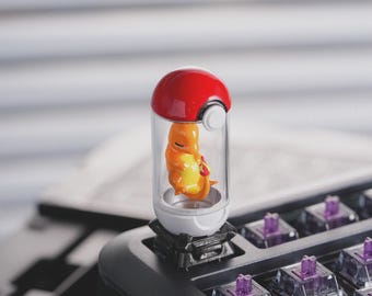 Fire Lizard Capsule Artisan Keycap – Handcrafted 3D Printed Mini Figure Display Keycap (MX Compatible
