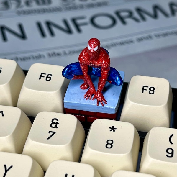 Handcrafted Spider Hero Keycap: 3D-Printed Resin Mechanical Keyboard