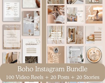 PLR/MRR 140 Boho Neutral Aesthetic Instagram Bundle