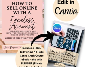 PLR/MRR Faceless Instagram Account Marketing plus FREE Canva Crash Course eBook