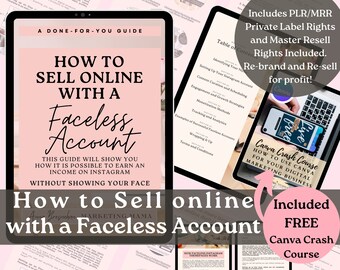 PLR/MRR Faceless Instagram Account Marketing plus FREE Canva Crash Course eBook