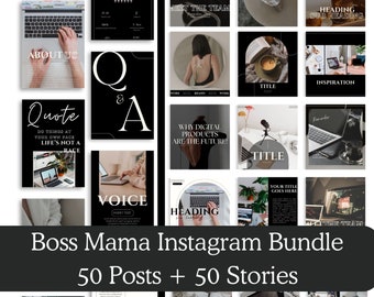 PLR/MRR 100 Boss Mama Black White Instagram Posts and Stories