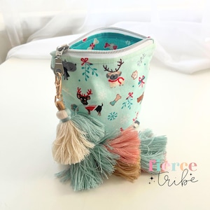 Christmas French Bulldog Small Essential Oil Case | Tassel Essential Oil Bag | holds any brand 5ml 10ml rollers