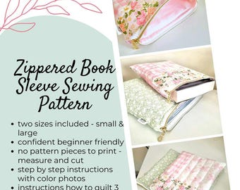 Zippered Book Sleeve Sewing Pattern | Two Sizes | Beginner Friendly