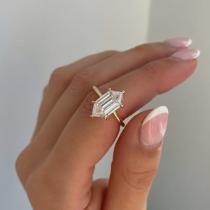 Bague de fiançailles en moissanite taille hexagonale de 2,45 carats Bague solitaire unique Bague de mariage Bague de promesse Bague d&#39;anniversaire Bague en diamant pour proposition hexagonale