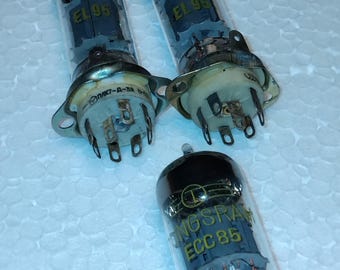 EL95 RFT & ECC85 Tungsram Tubes with Ceramic Sockets NOS