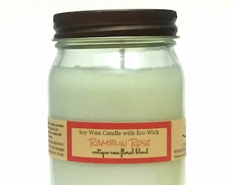 Rose Scented Soy Candle - RAMBLIN ROSE