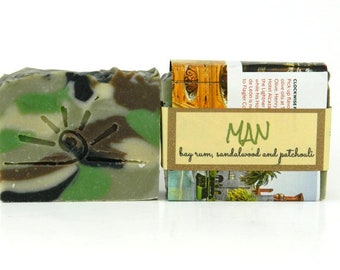 MAN soap for him - Bay, Sandalwood, Patchouli SOAP / Mens Cold Process Soap / Father's Day