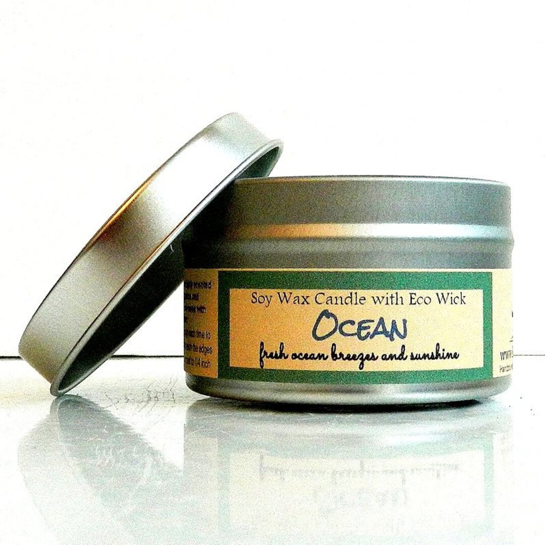 OCEAN Soy Scented Candle in a Mason Jar or Tin / Hand Poured Soy ...