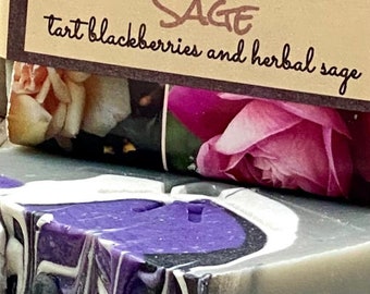 BLACKBERRY SAGE / Cold Process Artisan Soap Bar / Spring Purple Ombre
