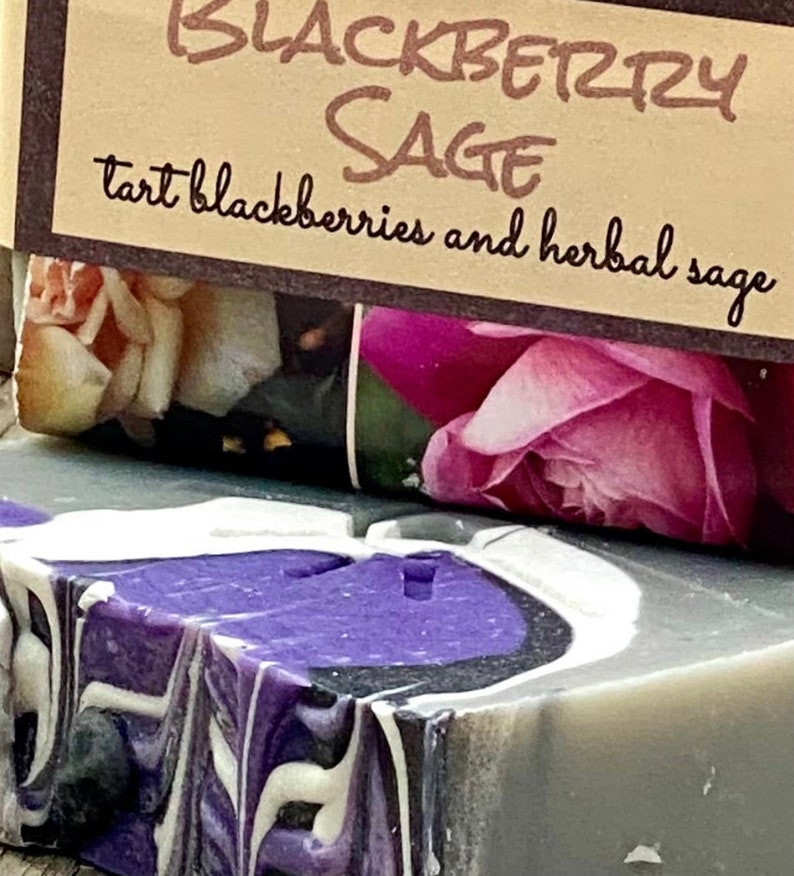 BLACKBERRY SAGE / Cold Process Artisan Soap Bar / Spring Purple Ombre image 1