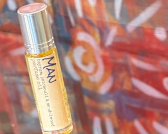 MAN Scented Roll-On Perfume Oil Rollerball / Sandalwood, Bayberry and Patchouli Cologne