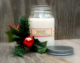 NOEL Pine Scented Christmas Candle / Home Decor /  Holiday Candles