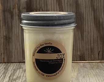 JOY - Tangerine & Patchouli Essential Oil Soy Candle 8 oz Jar