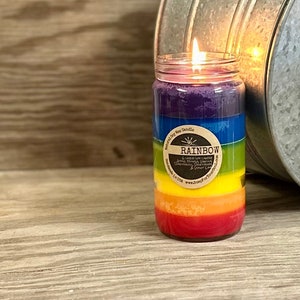 Regenbogen-Kerze/ Soja-Kerze mit 6 farbigen Schichten Duft/ Handgegossenes tolles Geschenk Bild 6