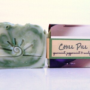 CHILL PILL Essential Oil Soap / Homemade Soap Bar / All Natural Green Mint Soap image 4