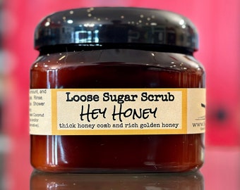 Hey Honey Sugar Scrub / Honey Scented Spa Scrubs with Moisturizing Oils / Body Scrub Great for pedicure or manicure